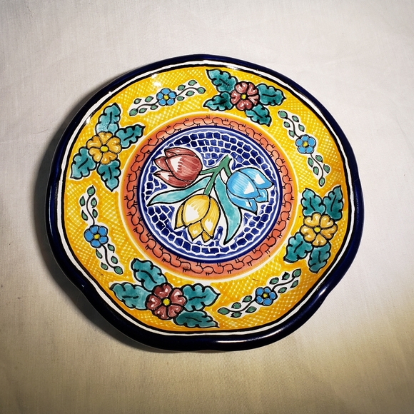 Hand Crafted Accents Mexican Glazed Pottery Wall Plate Talavera 8 Signed Hernandez Poshmark
